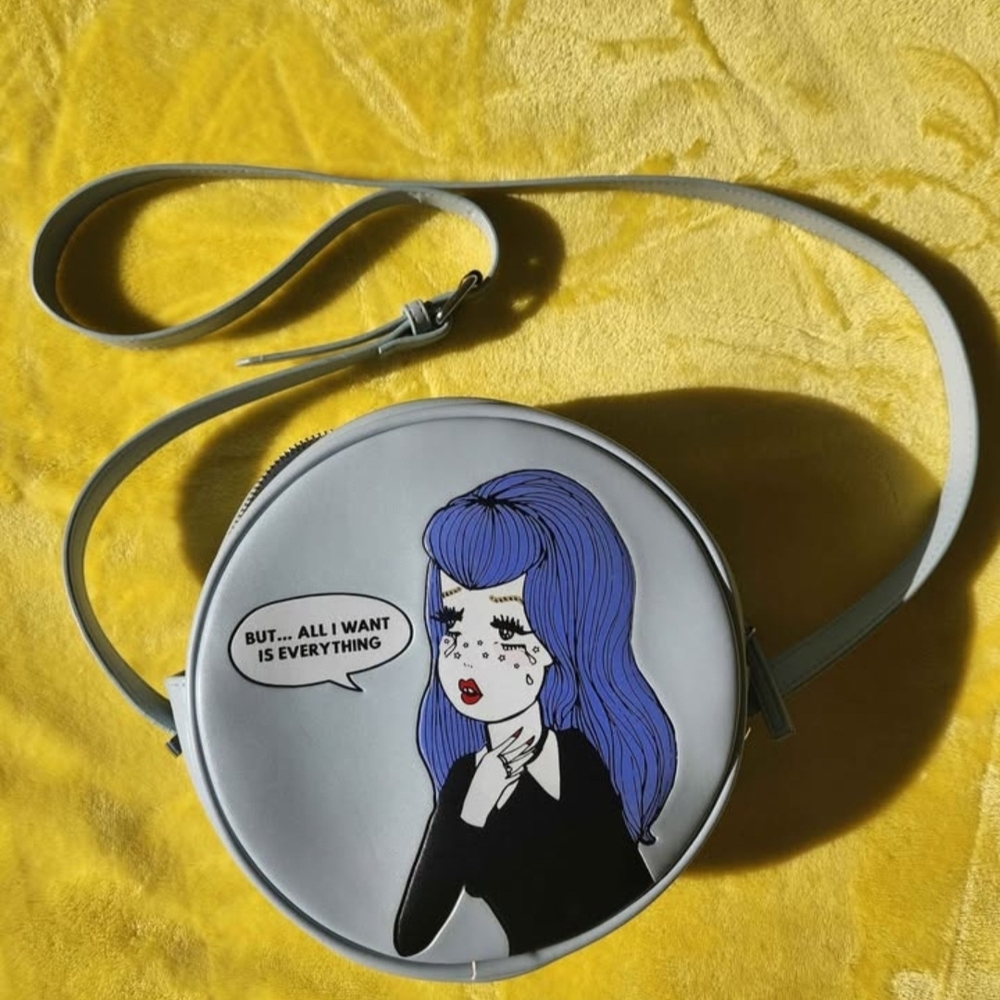 Valfre Blue and Black Graphic Crossbody Bag